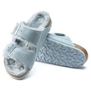 Birkenstock Blue Fuzzy Sandals | Size 38